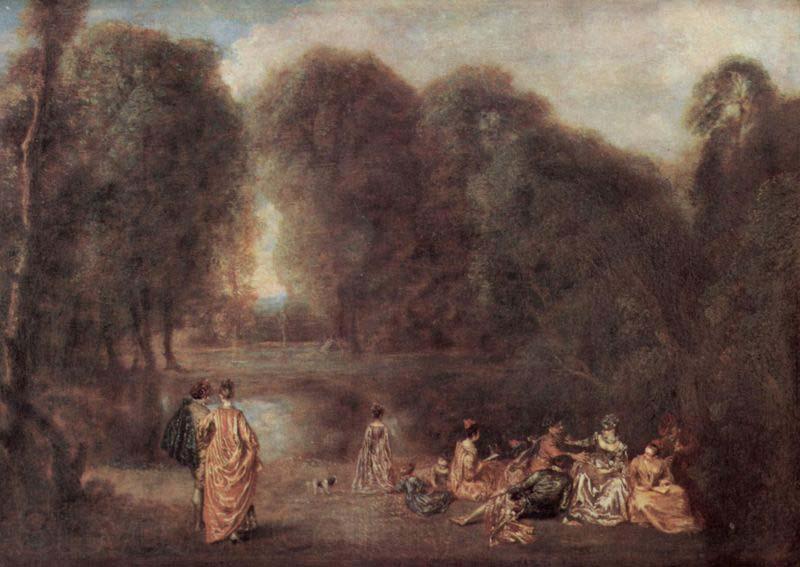 Jean-Antoine Watteau Die Zusammenkunft im Park Spain oil painting art